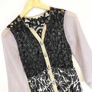 Gimmicks Buckle Blouse Top Dress Shirt Boho Print